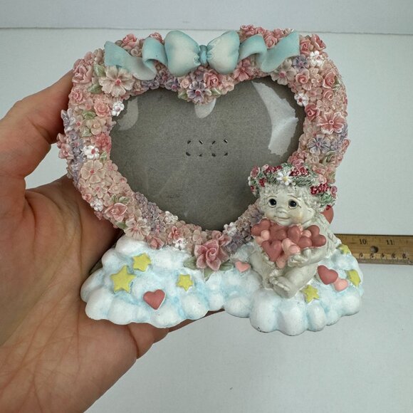 Small Vtg Dreamsicles Cherub Angel Heart Shape Picture You Picture Photo Frame - Picture 7 of 14